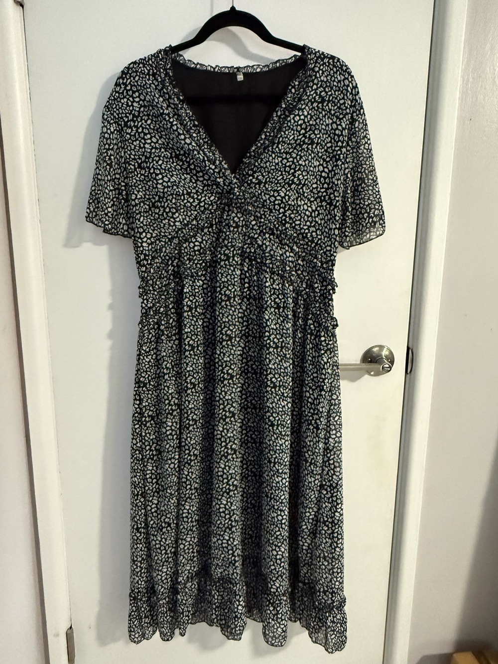 V-Neck Midi Dress in Black and White